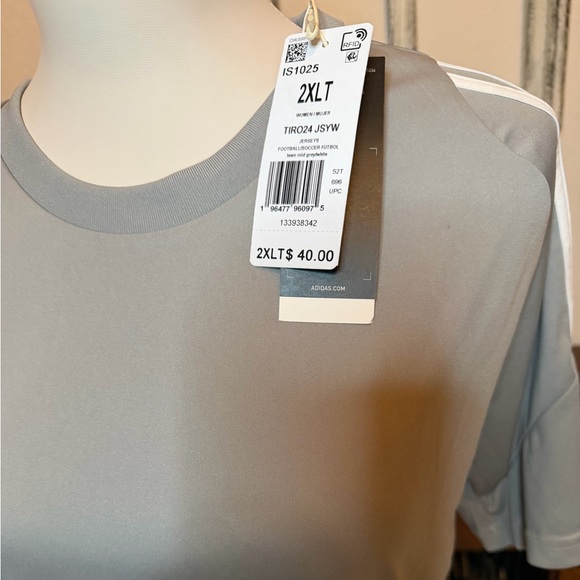Adidas Gray and White Tiro24 Sports Tee Jersey - Picture 4 of 6